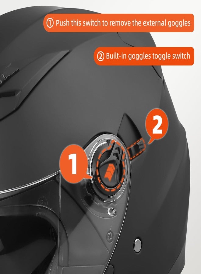 SanQing Motorcycle Helmet,Adult Motorbike Helmet Double Visor 3/4 Open Face Sun Shield Keep Warm Against Wind in Winter DOT Approved for Men and Women (Black, Large) - Image 5